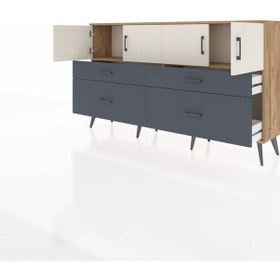 Resim Arges Konsol 2 Raflı 4 Çekmeceli 4 Kapaklı 176x30x99 Çam-aytaşı/a Çam-aytaşı/antrasit 