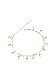 Resim Brezza Lusso Jewelry Damla Pullu Sallantılı Full Taşlı Su Yolu Gümüş Kadın Ayak Halhal Rose 