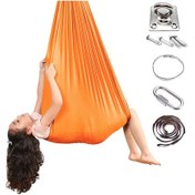 Resim Çocuk Terapisi Salıncağı Hamağı, 360 Döner Askılı Esnek Ekru 