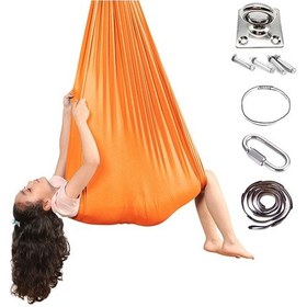 Resim Çocuk Terapisi Salıncağı Hamağı, 360 Döner Askılı Esnek Ekru 