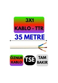 Resim Öznur 3x1 Ttr Kablo Beyaz Metre Seçenekli - 35 Metre 