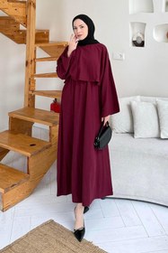 Resim lamelif Etekli Tesettür Takım Bordo 