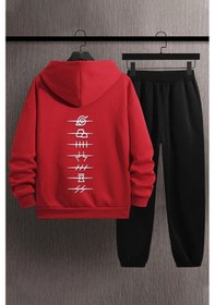 Resim Unisex Ninja Akatsuki Baskılı Eşofman Takımı Kırmızı 
