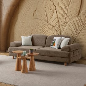 Resim Eymense Aries Yataklı Sandıklı Üçlü Koltuk Kahverengi 