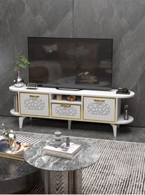Resim Tv Sehpası Mira Gold 5032 Beyaz 160 Cm 35 Cm 50 Cm Beyaz 