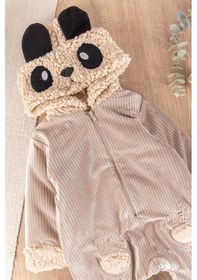 Resim Babymod Panda Figürlü Kuzu Welsoft Erkek Bebek Kışlık Tulum 001 
