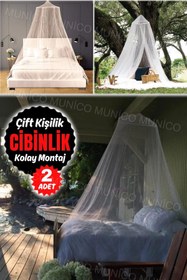 Resim Mucuks 2 Adet Dekoratif Yuvarlak Kubbe Yatak Gölgelik Pratik Çift Kişilik Cibinlik - Sivrisinek ve Böcek 
