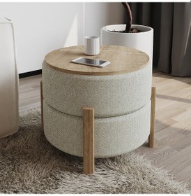 Resim Clone Puf Çift Fonksiyonlu Yan Sehpa Ve Oturma Ünitesi - Krem/safir Meşe Safir Meşe 