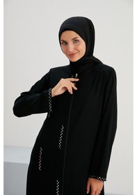 Resim Benim Olayım Kadın Giyim Ferace Sultan Ferace Taş Baskılı Siyah 