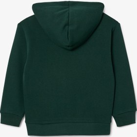 Resim Lacoste Erkek Çocuk Kapüşonlu Baskılı Yeşil Sweatshirt 