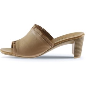 Resim BUENO Shoes Bej Deri Kadın Topuklu Terlik 01wn4002 
