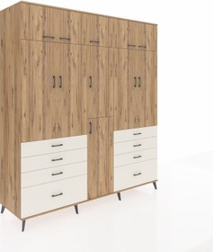 Resim Kronos Dolap 8 Raflı 8 Çekmeceli 3 Askılı 220x59x243 Çam-çam/aytaşı Atlas Çam/aytası 