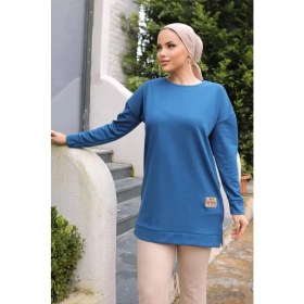 Resim Epilons Yeni Stil Mavi Arma Detay Tunik 10020 