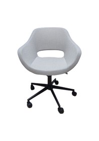 Resim Bilgisayar Çalışma Sandalyesi Döküm Süngerli Krem Keten Kumaş 