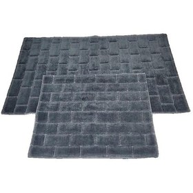 Resim Banyo Klozet Paspası 2 Li Erguvan Antrasit Desenli 