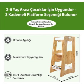Resim Minera Ahşap Montessori Öğrenme Kulesi 2-6 Yaş 