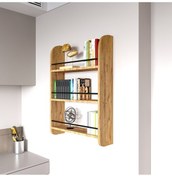 Resim Alpa Ev Mobilya 3 Katlı Duvar Rafı, Çok Amaçlı Ahşap Kitaplık, Mutfak Banyo Montessori Ünitesi Atlantik Çam 