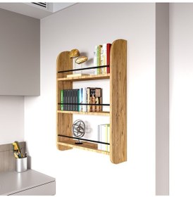 Resim Alpa Ev Mobilya 3 Katlı Duvar Rafı, Çok Amaçlı Ahşap Kitaplık, Mutfak Banyo Montessori Ünitesi Atlantik Çam 