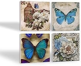 Resim Kelebek Taş Bardak Altlığı Seti - 4 Parça - Dekoratif, Rustik Mutfak Aksesuarı, 10x10 cm, Kaydırmaz Tabanlı, Şık ve Dayanıklı SC454 