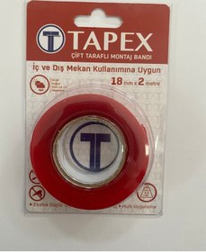 Resim Tapex Çift Taraflı Şeffaf Montaj Bandı 18 Mmx2 Mt 