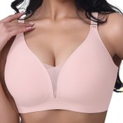 Resim Günlük Konfor| Kadınlar için Dikişsiz Kablosuz Bralette - Solunabilir, Destekleyici ve Rahat, Çıkarılabilir Dolgulu Olmayan, Dantel Detayları ve Orta Destek Tasarımı ile Yumuşak Pembe-Allık Rengi, Günlük Konfor Giyim| Dikişsiz Bralette|Solunabilir Kumaş, Bralette 