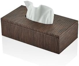 Resim setabianca Luxe Faux Vegan Deri Dikdörtgen Kutu Peçetelik Kahve 25 * 14 * 7 Cm 