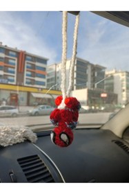 Resim Sublime Butik Sallanan Spider-Man Figürü Minyatür El Örgüsü Ev veya Araba Süsü 