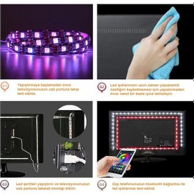 Resim Exeo Tv Arkası Bluetooth Rgb Usb Şerit Led Silikonlu 5 Mt 