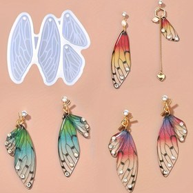 Resim 1PC DIY Dragonfly Wings Küpe Kolye Silikon Kalıp Delikli Reçine Böcek Kanatları Kolye Döküm Kalıpları DIY Takı Aksesuarları 