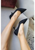 Resim 10 1109 Topukla Kadın Kadeh Topuklu 8 Cm Topuklu Stiletto Ayakkabı Siyah Süet 