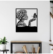 Resim Kelebekli Kadın Metal Duvar Dekoru 