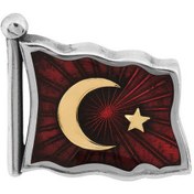 Resim Altın Sepeti Gümüş Türk Bayraklı Yaka Rozeti G09RZT Beyaz 