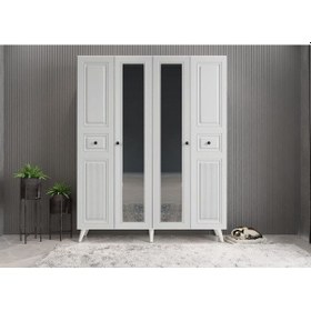 Resim Nossa Membran 4 Kapaklı Portmanto Montaj Dahil Beyaz 140 Cm 