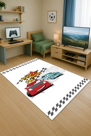 Resim Kessy Home Studio Drift King Araba Desenli Eğlenceli Oyun Halısı Yıkanabilir Kaymaz Taban Çocuk Odası Halısı 7 