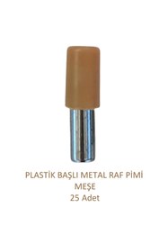 Resim Adilon Plastik Metal Başlı Raf Pimi Meşe 25 Adet 