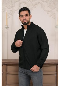 Resim Woolen World Regular Fit Dik Yaka İnce Baharlık Triko Hırka Siyah 