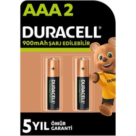 Resim Duracell 900 mAh AAA Ni-MH Şarj Edilebilir İnce Kalem Pil 2li Paket 