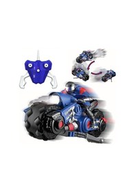 Resim 1:10 Uzaktan Kumandalı Rc Drift Akrobasi Motorsikleti - 360 Derece Dönüş - Işıklı - 2.4 Ghz Mavi 