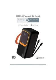 Resim Simex 50.000 Mah Powerbank Pd Dijital Fenerli Hızlı Şarj Kablolu Taşınabilir Şarj Cihazı Type C Renkli 