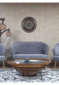 Resim Zafir Teddy Takım Gold Kaplama Sivriltme Ayak Çay Seti Koltuk - Berjer , Balkon, Salon, Ofis Gri 