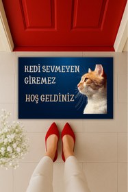 Resim Dormot Yüksek Kaliteli Modern Dijital Baskı Kedi Efe'yi Sevmeyen Giremez Paspas 70x45cm - Dış Mekan Paspası 