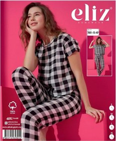 Resim Eliz 7001-15-kp Pamuk Ekose Kısa Kol Kadın Pijama Takımı Çok Renkli 