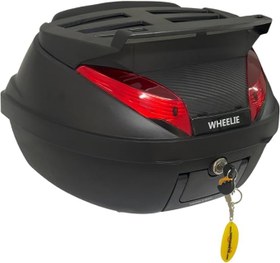 Resim WHEELIE XT63-B 42 Litre Motosiklet Arka Çanta Siyah Su Geçirmez ABS Top Case Bagaj Üniversal 