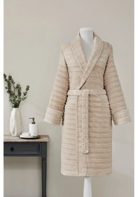 Resim Sadem Organik Linden Şal Yaka Bornoz Bej 