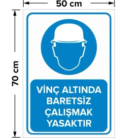 Resim Mıgnatıs - Forkliftte Çalışırken Koruyucu Baretini Tak Levhası - Sac Malzeme 50 x 70 cm 