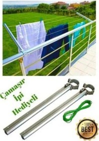 Resim Alüminyum Balkon Çamaşır Askılığı Çamaşır Kurutmalık Takılabilir Küpeşte Kurutma Gri 