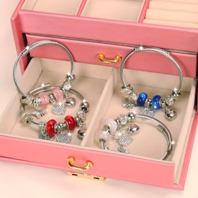 Resim 1 Adet Paslanmaz Çelik Charm Bileklik - Rhinestone Aksanlı Boho Stili, Kelebek ve Aşk Kalbi Boncukları - Günlük ve Parti Aksesuarı, Y2K İlhamı Tatlı Takı Hediyesi 