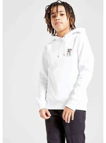 Resim Watercolor Pitbull Baskılı Unisex Çocuk Kapüşonlu Beyaz Sweat Beyaz 