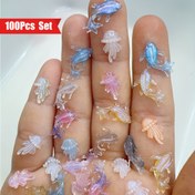 Resim 100 adet Miniature Ocean Animal Charms Seti - Sevimli Kawaii Reçine Balık ve Jellyfish Flatback Taşlar, DIY Tırnak Süslemeleri, Scrapbooking ve Ev Dekorasyonu El Sanatları Aksesuarları - Kokusuz 