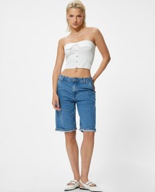 Resim Koton Koton X Melis Ağazat - Bermuda Kot Şort Orta İndigo 4sal40482md İndigo 